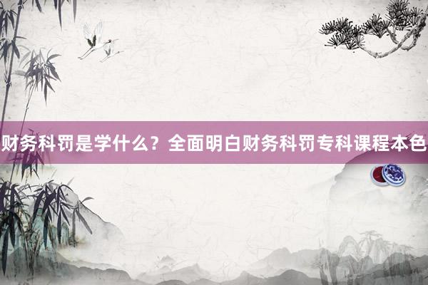 财务科罚是学什么？全面明白财务科罚专科课程本色
