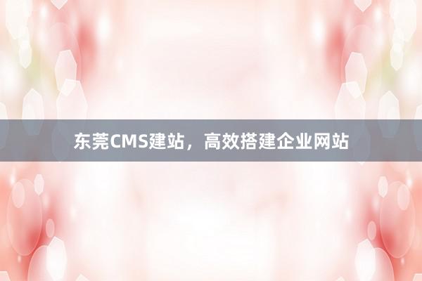 东莞CMS建站，高效搭建企业网站